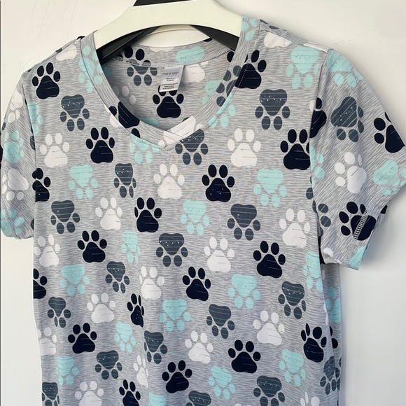 Mia & Tess Paw Print Women's Pajama Nightgown Gray and Blue Medium - Picture 5 of 9